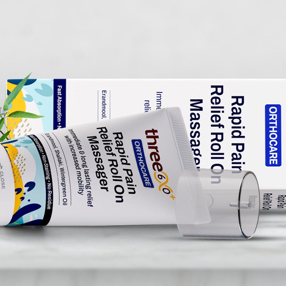 Introducing three60+ Rapid Pain Relief Roll On Massager